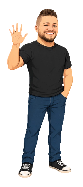Cartoon Tanner waving hello