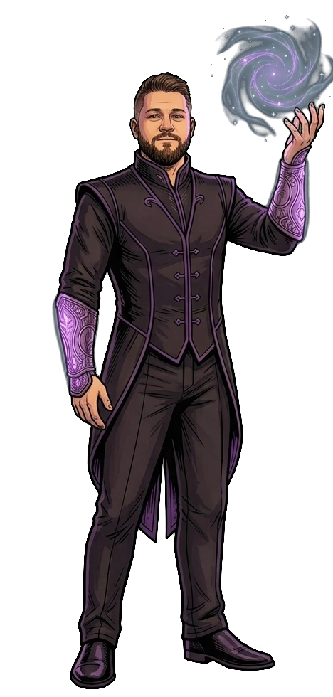 The human psychic with his casting bracers